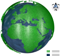 icon do globo azul e ver com legenda e norte (coordenada)